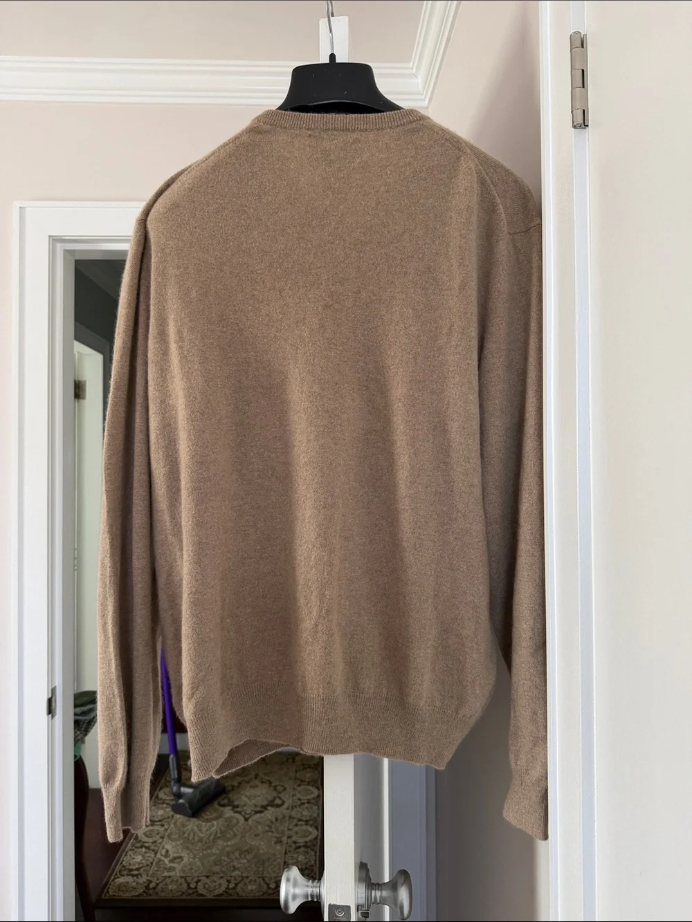Black Brown 1826 cashmere Men's V-Neck Sweater in Camel Brown 2XL